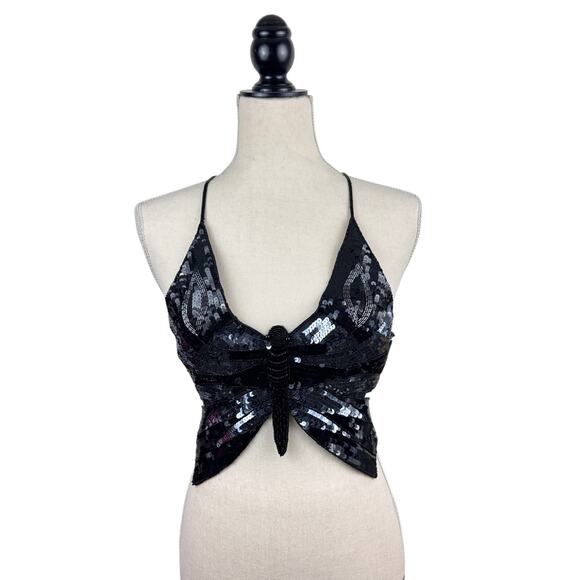Y2K Sequin Butterfly Top - Picture 1 of 9